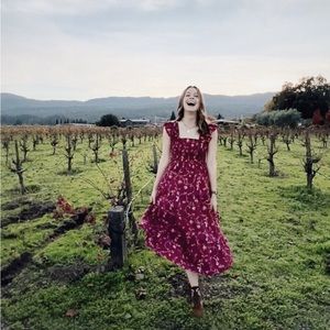 HILL HOUSE The Ellie Nap Dress in Burgundy Botanical